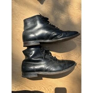 Alden 4497H Black Leather Wingtip Brogue Boots Mens 10.5D USA w/ Boot Bags